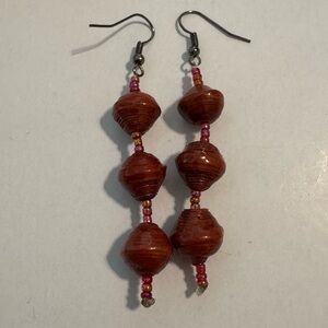 NWOT Ugandan Handmade Paper Bead Earrings